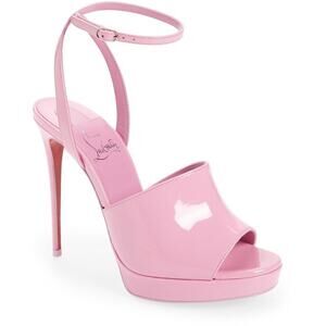 Christian Louboutin Miradona 120 Pink Patent Ankle Strap Sandal Heel Pump 39.5